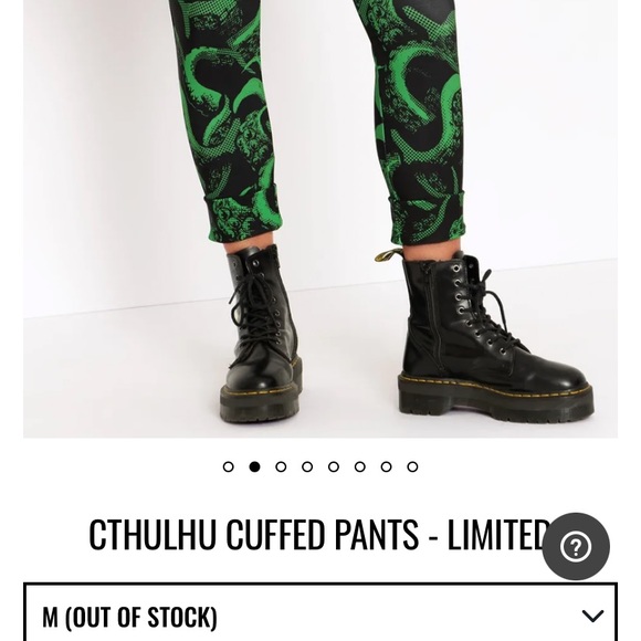 Blackmilk “CTHULHU CUFFED PANTS” Size Medium M NWT Tentacles H.P. Lovecraft - Picture 3 of 16